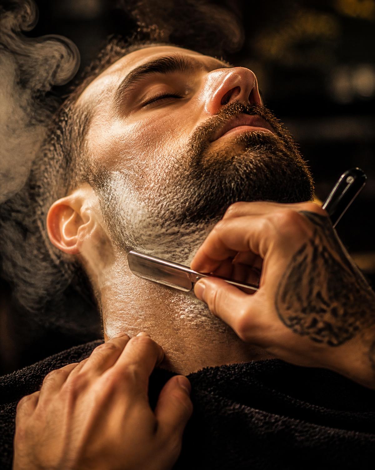 Hot towel straight razor shave